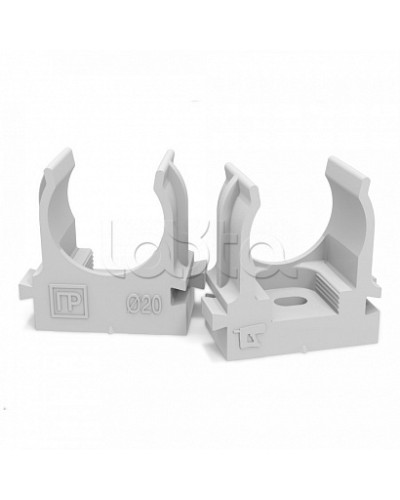 Крепеж-клипса для труб атмосферостойкая для монтажного пистолета серая в п/э d20 мм (100шт/900шт уп/кор) Промрукав (PR13.0402) в Калининграде Держатели, клипсы, скобы Pintop.ru