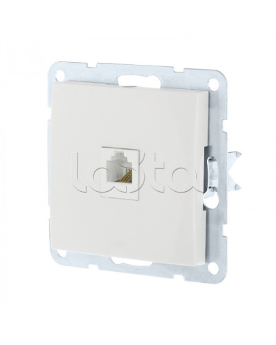 Розетка телефонная RJ-12 с накладкой (белый) LK60 Экопласт (865504) в Калининграде Розетки компьютерные и телефонные Pintop.ru