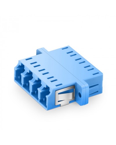 Оптический адаптер OS2, квадро LC, с фланцами, синий Eurolan (36A-S2-4L-02BU) в Калининграде Проходные адаптеры и розетки оптические Pintop.ru