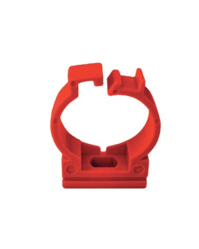 Держатель с защелкой для труб D25мм, АБС, цвет красный Экопласт (49625-50) в Калининграде Держатели, клипсы, скобы Pintop.ru