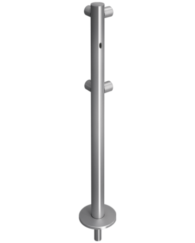 Стойка ограждения съемная L-образная с отверстием под фиксатор, 2 муфты слева Oxgard ВЗР 1996Р.21-06 в Калининграде Ограждения Pintop.ru