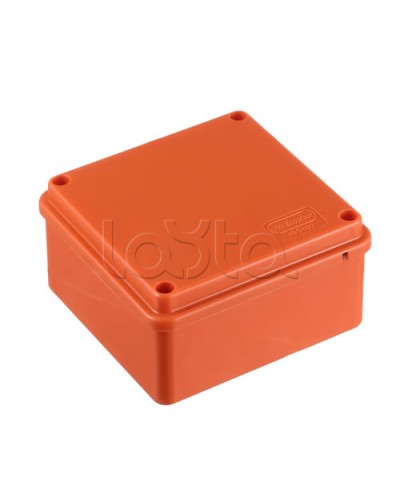 JBS100 Коробка огн. E110, о/п 100х100х55мм, с гладкими стенками, без галогена, IP56, 4P, (2,5-16 мм2), цвет оранж. Экопласт (42327HF) в Калининграде Коробки (ОКЛ) Экопласт Pintop.ru