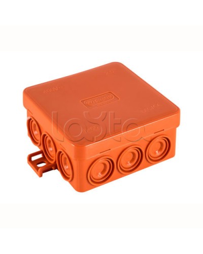 JBL085 Коробка огн. E110, о/п 85х85х38мм, без галогена, 12 вых., IP55, 5P, (0,15-6,0 мм2), цвет оранж. Экопласт (43785HF) в Калининграде Коробки (ОКЛ) Экопласт Pintop.ru