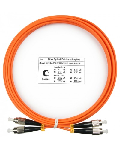 Шнур оптический duplex FC-FC 62,5/125 mm 3м LSZH Cabeus FOP-62-FC-FC-3m в Калининграде Патч-корды оптические Pintop.ru