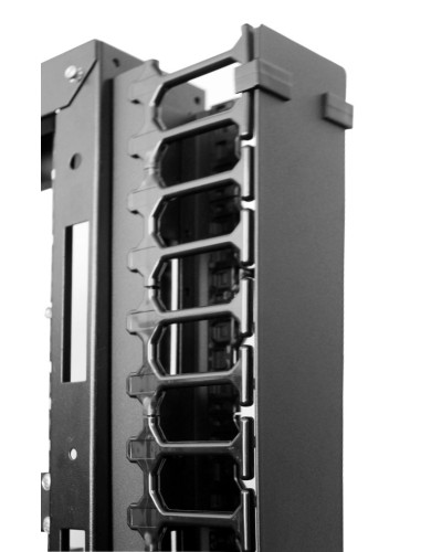 Вертикальный кабельный органайзер с пласт. пальцами для шкафов ШТК-СП-42.6.x, 2 компл ЦМО (ВКО-П-20/42U-9005) в Калининграде Кабельные органайзеры Pintop.ru