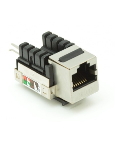 Модуль-вставка типа Keystone, Кат.5e (Класс D), 100МГц, RJ45/8P8C, 110/KRONE, T568A/B, экранированный, металлик, уп-ка 10шт. NETLAN EC-UKJ-SD2-MT-10 в Калининграде Коннекторы Pintop.ru