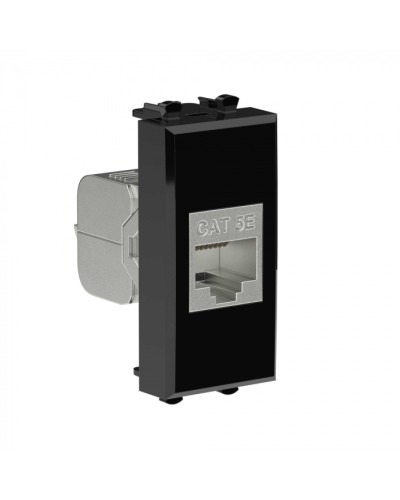 Avanti Компьютерная розетка RJ-45 без шторки модульная, кат.5е экран., Черный квадрат 1модуль DKC (4402761) в Калининграде Коннекторы Pintop.ru