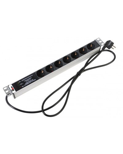 Блок розеток 1U, 7 розеток Schuko Rem R-16-7S-FI-440-3 в Калининграде Блоки розеток Pintop.ru