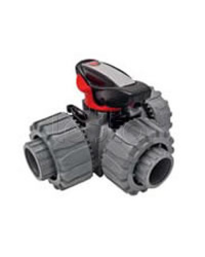 Кран шаровой трехходовой ПВХ D25, под клей Экопласт с муфтовым окончанием (49448) в Калининграде Повороты, муфты, тройники Pintop.ru