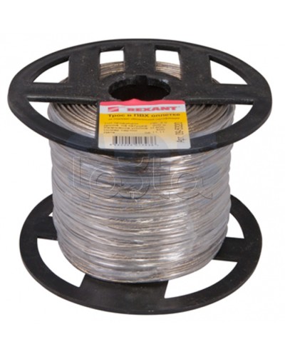 Трос стальной в ПВХ изоляции d2 мм (200) REXANT 09-5320 в Калининграде Крепежные изделия Pintop.ru