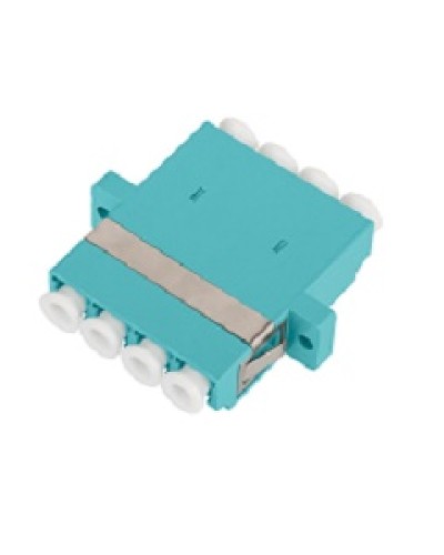 Адаптер NIKOMAX волоконно-оптический, соединительный, многомодовый, стандарта OM3, LC/UPC-LC/UPC, квадро, пластиковый, без шторки, с фланцами, аква, уп-ка 2шт. в Калининграде Проходные адаптеры и розетки оптические Pintop.ru