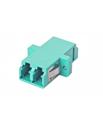 Оптический адаптер OM3, дуплекс LC, с фланцами, бирюзовый Eurolan (36A-30-2L-02AQ) в Калининграде Проходные адаптеры и розетки оптические Pintop.ru