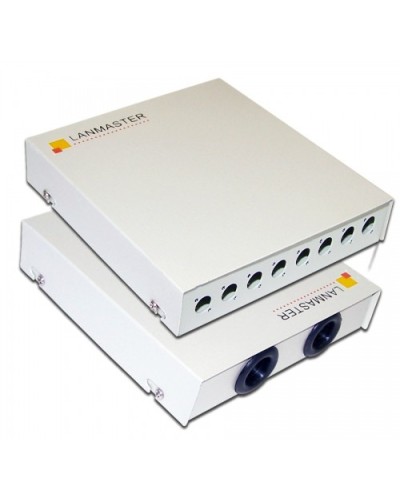 Кросс оптический настенный, металлический, на 8 FC адаптеров LANMASTER LAN-FOBM-WM-8FC в Калининграде Кросс оптический Pintop.ru