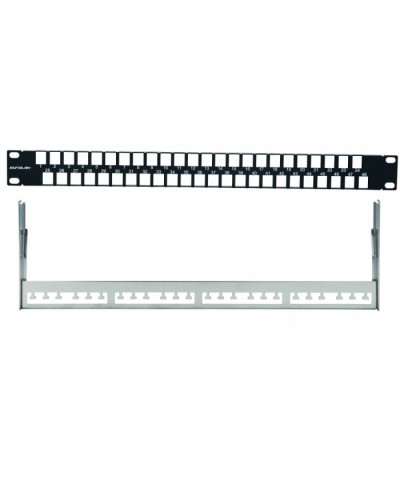 Комм. панель наборная 19, 1U, 48 портов под прямые UTP Keystone Eurolan (27B-00-48BL) в Калининграде Патч панель Pintop.ru