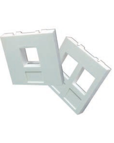 Вставка 45x45 на 2 кейстоуна, со шторками, маркировкой и иконками, белая LANMASTER LAN-SIP-24М-WH в Калининграде Аксессуары для кабель-канала Pintop.ru