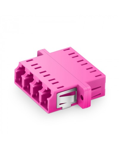 Оптический адаптер OM4, квадро LC, с фланцами, пурпурный Eurolan (36A-40-4L-02MG) в Калининграде Проходные адаптеры и розетки оптические Pintop.ru