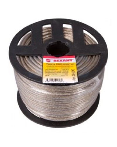 Трос стальной в ПВХ изоляции d4 мм (100 м) REXANT 09-5240 в Калининграде Крепежные изделия Pintop.ru