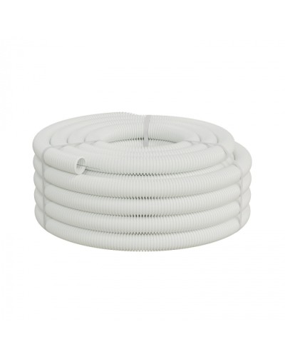 Труба ПП-FR гофрир. легкая, с зондом, без галогена, ПЛЛ 50мм Экопласт (60150HFR-W) - Труба ПП-FR гофрир. легкая, с зондом, без галогена, ПЛЛ диам.50мм ПВ-0 (15м) цвет белый 1 палл.=630м Экопласт в Калининграде Труба гофрированная Pintop.ru