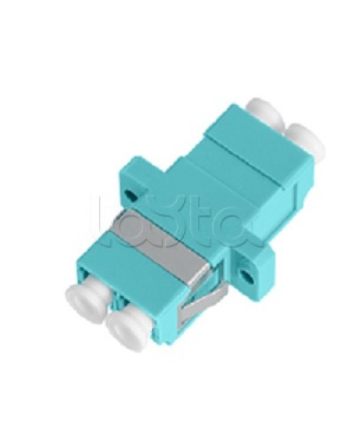 Адаптер NIKOMAX волоконно-оптический, соединительный, многомодовый, стандарта OM3, LC/UPC-LC/UPC, двойной, пластиковый, без шторки, с фланцами, аква, уп-ка 2шт. NIKOMAX (NMF-OA2M3-FN-LCU-LCU-AQ-2) в Калининграде Проходные адаптеры и розетки оптические Pint