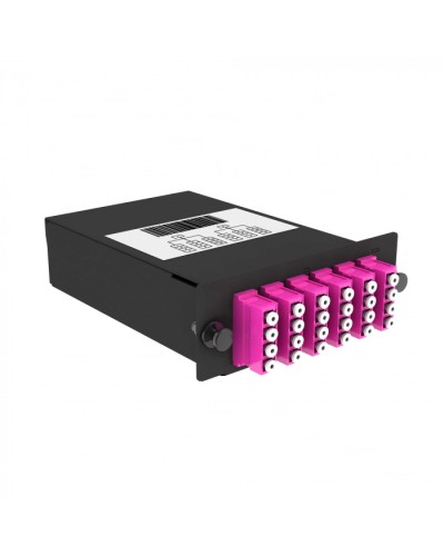 Кассета кроссовая 2 разъема черный Cabeus (FO-OM4-2x12MPO(m)/U-24xLC/U-A-BK) в Калининграде Кросс оптический Pintop.ru