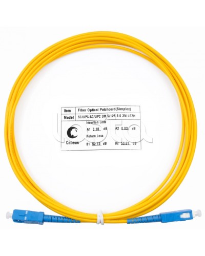 Патч-корд волоконно-оптический (шнур) SM 9/125 simplex SC-SC LSZH (3м) Cabeus FOP(s)-9-SC-SC-3m в Калининграде Патч-корды оптические Pintop.ru