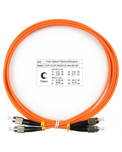 Шнур оптический duplex FC-FC 62,5/125 mm 2м LSZH Cabeus FOP-62-FC-FC-2m в Калининграде Патч-корды оптические Pintop.ru