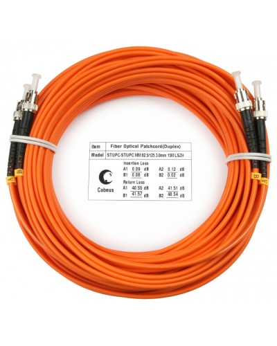 Шнур оптический duplex ST-ST 62,5/125 mm 20м LSZH Cabeus FOP-62-ST-ST-20m в Калининграде Патч-корды оптические Pintop.ru