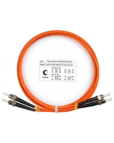 Шнур оптический duplex ST-ST 62,5/125 mm 2м LSZH Cabeus FOP-62-ST-ST-2m в Калининграде Патч-корды оптические Pintop.ru