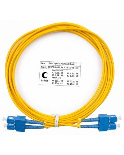 Шнур оптический duplex SC-SC 9/125 sm 3м LSZH Cabeus FOP(d)-9-SC-SC-3m в Калининграде Патч-корды оптические Pintop.ru
