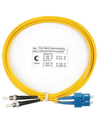 Шнур оптический duplex SC-ST 9/125 SM 2 м LSZH Cabeus FOP(d)-9-SC-ST-2M в Калининграде Патч-корды оптические Pintop.ru