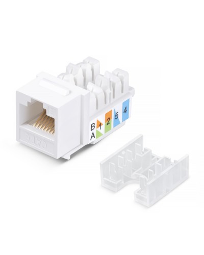 Вставка Keystone Jack RJ-45, категория 6, заделка тип 110, белая, со стяжкой Cabeus KJ-RJ45-Cat.6-90-SW в Калининграде Модули Keystone Pintop.ru