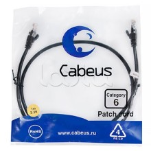Патч-корд UTP, категория 6, 1 м, неэкранированный, черный Cabeus PC-UTP-RJ45-Cat.6-1m-BK