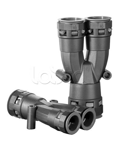 Разветвитель DN 1х36 + 2х29 мм, полиамид, цвет черный DKC PAY362929N в Калининграде Повороты, муфты, тройники Pintop.ru