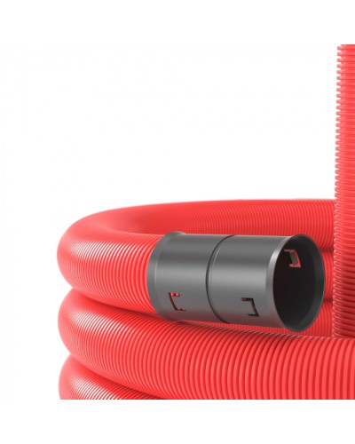 Двустенная труба ПНД гибкая для кабельной канализации д.40мм с протяжкой, SN18, 500Н, 50м, красный DKC 121940 в Калининграде Труба гофрированная Pintop.ru