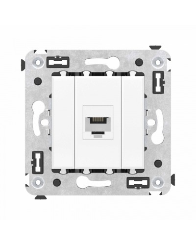 Телефонная розетка RJ-12 без шторки в стену одинарная, Avanti, Белое облако DKC (4400613) в Калининграде Розетки компьютерные и телефонные Pintop.ru