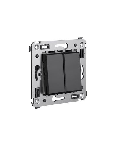 Выключатель двухклавишный в стену, Avanti, Черный квадрат DKC 4402104 в Калининграде Аксессуары для стоек и шкафов Pintop.ru