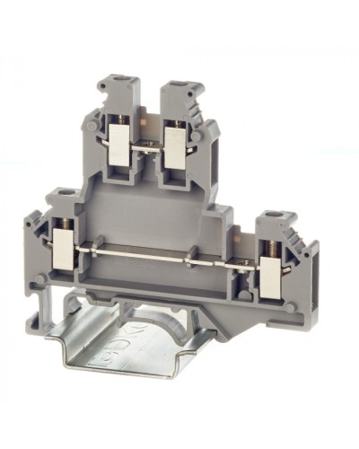 Клемма двухуровневая, винтовой зажим, 4 точки подключения, 2.5 кв.мм, серая DKC (KRUKB-3) в Калининграде Клеммные колодки Pintop.ru