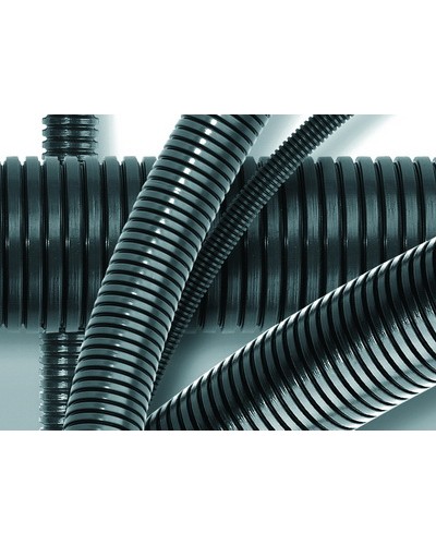 Труба гофрированная DN12мм, ПВ-0, д. вн. 12,2 мм, д. нар. 15,8 мм, полиамид с протяжкой DKC PA611216F0 в Калининграде Труба гофрированная Pintop.ru