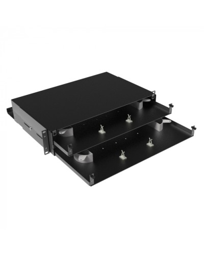 Оптическая полка выдвижная, без лицевой панели, неукомплектованная, 2U, черная DKC RNFPE2U48 в Калининграде Полки для шкафов и стоек Pintop.ru