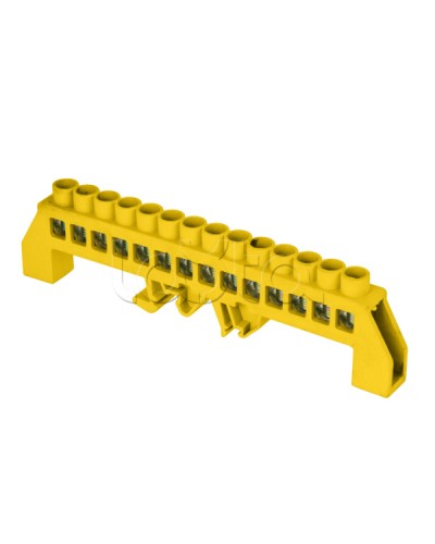 Шина 0 РЕ (8х12мм) 14 отверстий латунь желтый нейлоновый корпус комбинированный EKF PROxima (sn0-125-14-dpe) в Калининграде Аксессуары для стоек и шкафов Pintop.ru