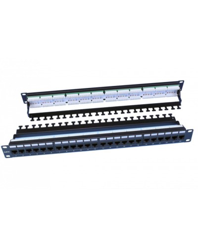Патч-панель 19, 1U, 24 порта RJ-45, категория 6, Dual IDC, цвет черный Hyperline PP3-19-24-8P8C-C6-110D в Калининграде Патч панель Pintop.ru