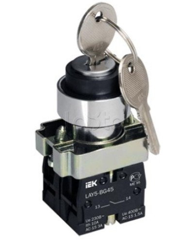 Переключатель LAY5-BG45 на 2 положения с ключом без фиксации IEK BSW80-BG-2-K02 в Калининграде Аксессуары для стоек и шкафов Pintop.ru