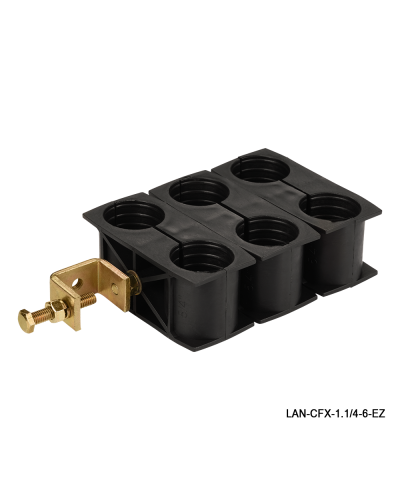 Комплект крепления для 6-ти коаксиальных кабелей диаметром 1-1/4, со струбциной LANMASTER LAN-CFX-1.1/4-6-EZ в Калининграде Аксессуары для стоек и шкафов Pintop.ru