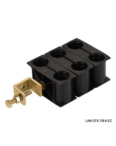 Комплект крепления для 6-ти коаксиальных кабелей диаметром 7/8, со струбциной LANMASTER LAN-CFX-7/8-6-EZ в Калининграде Аксессуары для стоек и шкафов Pintop.ru