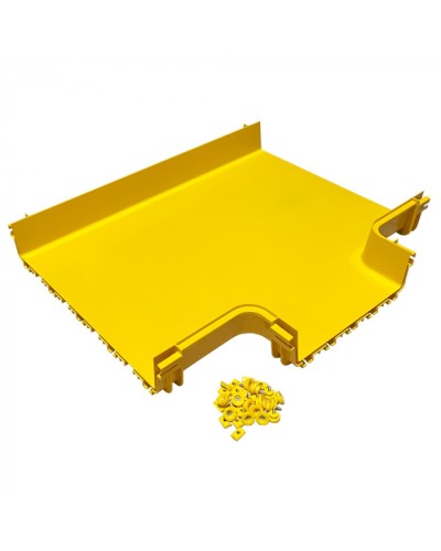 Горизонтальный отвод с лотка 600 мм на лоток 360 мм, желтый LANMASTER (LAN-OT600-HT360/NC) в Калининграде Аксессуары для лотков Pintop.ru