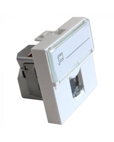 Вставка Mosaic 45x45, RJ-45 STP, кат.6, со шторкой и увеличенным окном маркировки, белая LANMASTER LAN-SIP-23S6-WH в Калининграде Модули Keystone Pintop.ru