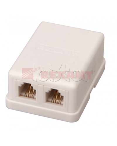 Розетка телефонная 2x6P-4C (50шт/уп) REXANT 03-0002 в Калининграде Блоки розеток Pintop.ru