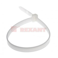 Хомут-стяжка нейлоновый, широкий 8х300 мм белый (100шт/уп) REXANT 07-0302