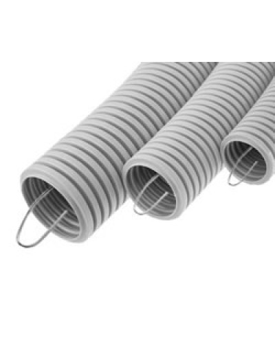 Труба гофрированная ПВХ легкая, с зондом диам. 16 мм (100м), огнестойкость E15-E90 Экопласт 10116-E90 в Калининграде Труба (ОКЛ) Экопласт Pintop.ru