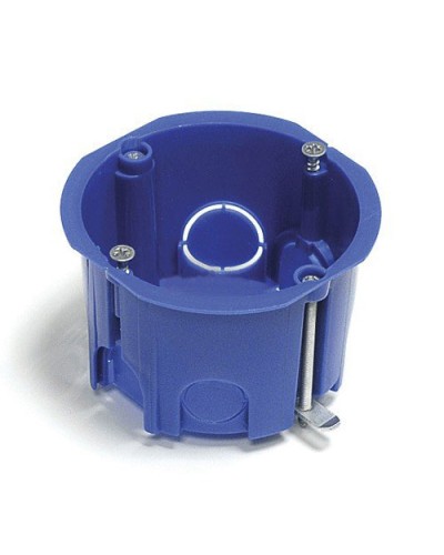 Коробка установочная для г/к D=68x45 мм с металл. лапками, межцентр 71мм, IP20, синий Экопласт 44663 в Калининграде Распределительные коробки Pintop.ru